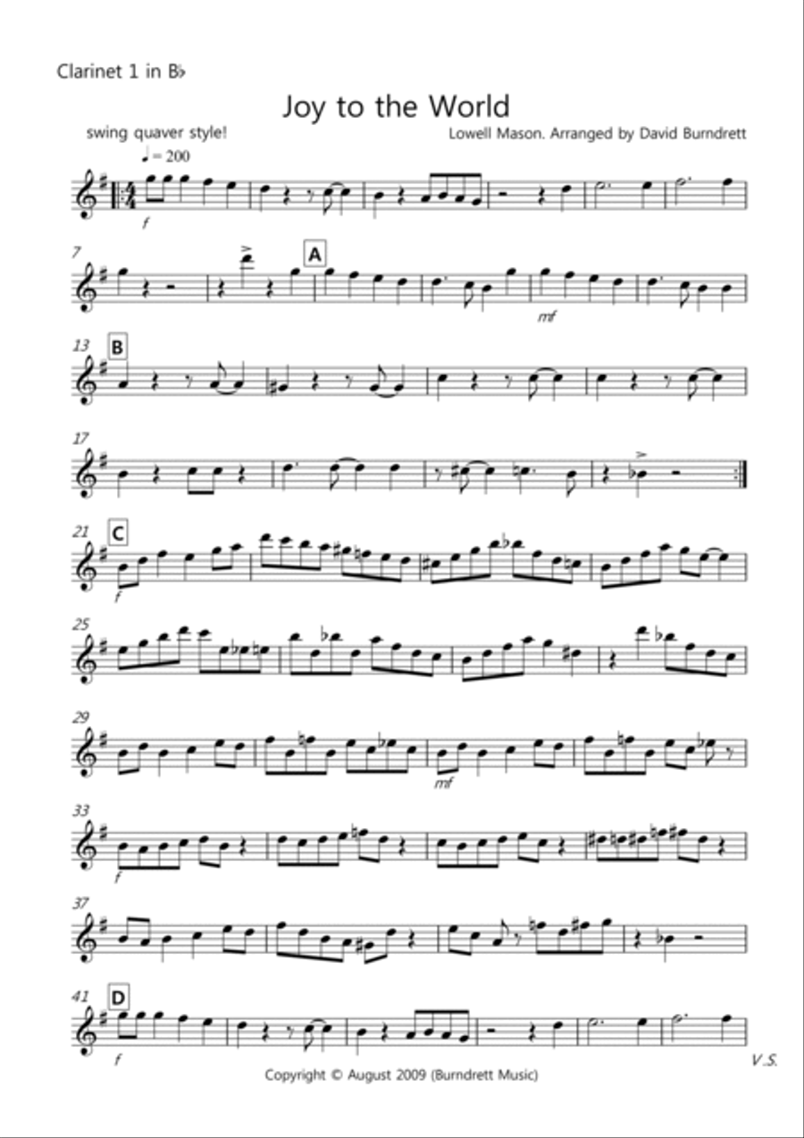 Joy To The World (Jazzy Style!) for Clarinet Quartet Clarinet Quartet scores gallery preview page 4