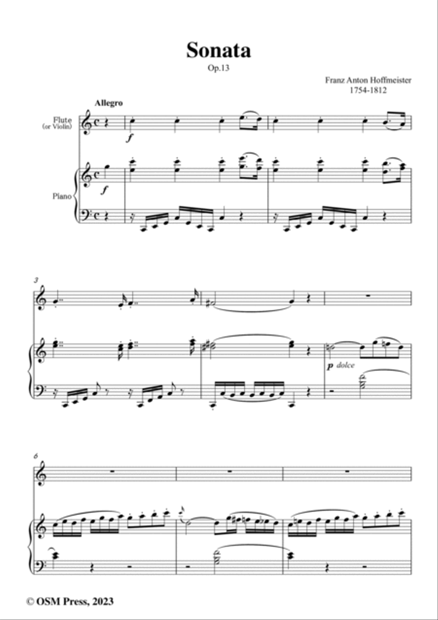 Hoffmeister-Sonata,in C Major,Op.13 Flute scores gallery preview page 2
