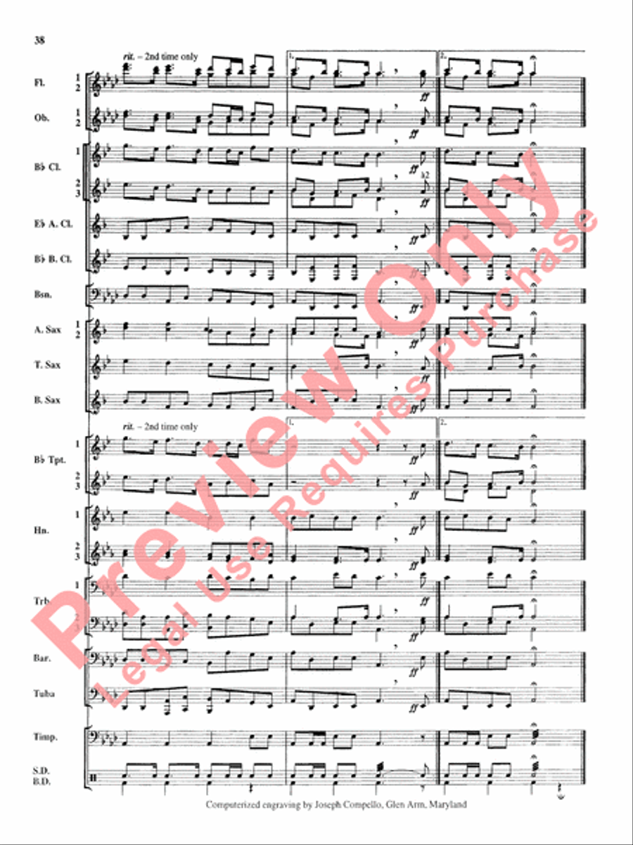 Royal Fireworks Music Concert Band scores gallery preview page 39
