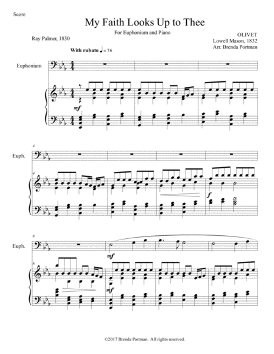 My Faith Looks Up to Thee (euphonium/piano), arr. Brenda Portman Euphonium scores gallery preview page 1