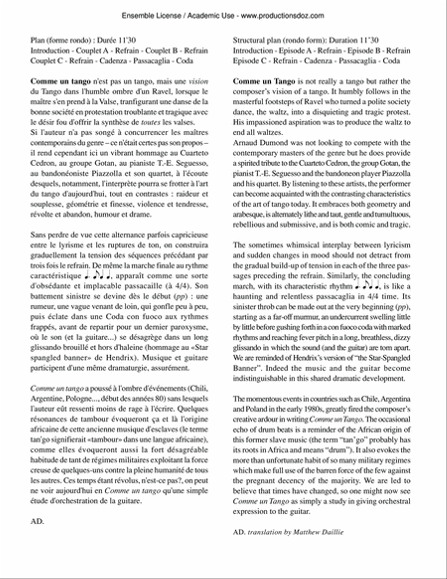 Comme un tango Comme un tango Classical Guitar scores gallery preview page 3