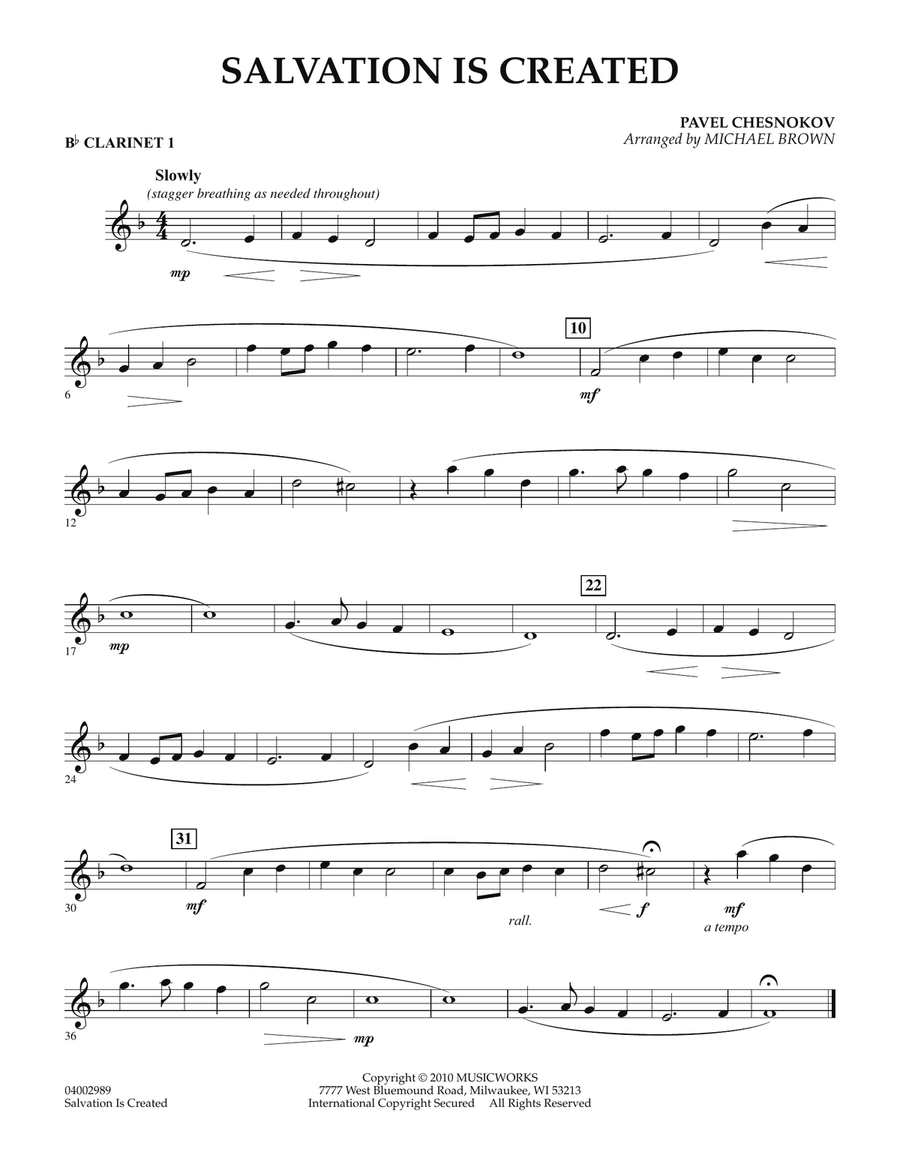 Salvation Is Created - Bb Clarinet 1 Concert Band scores gallery preview page 1