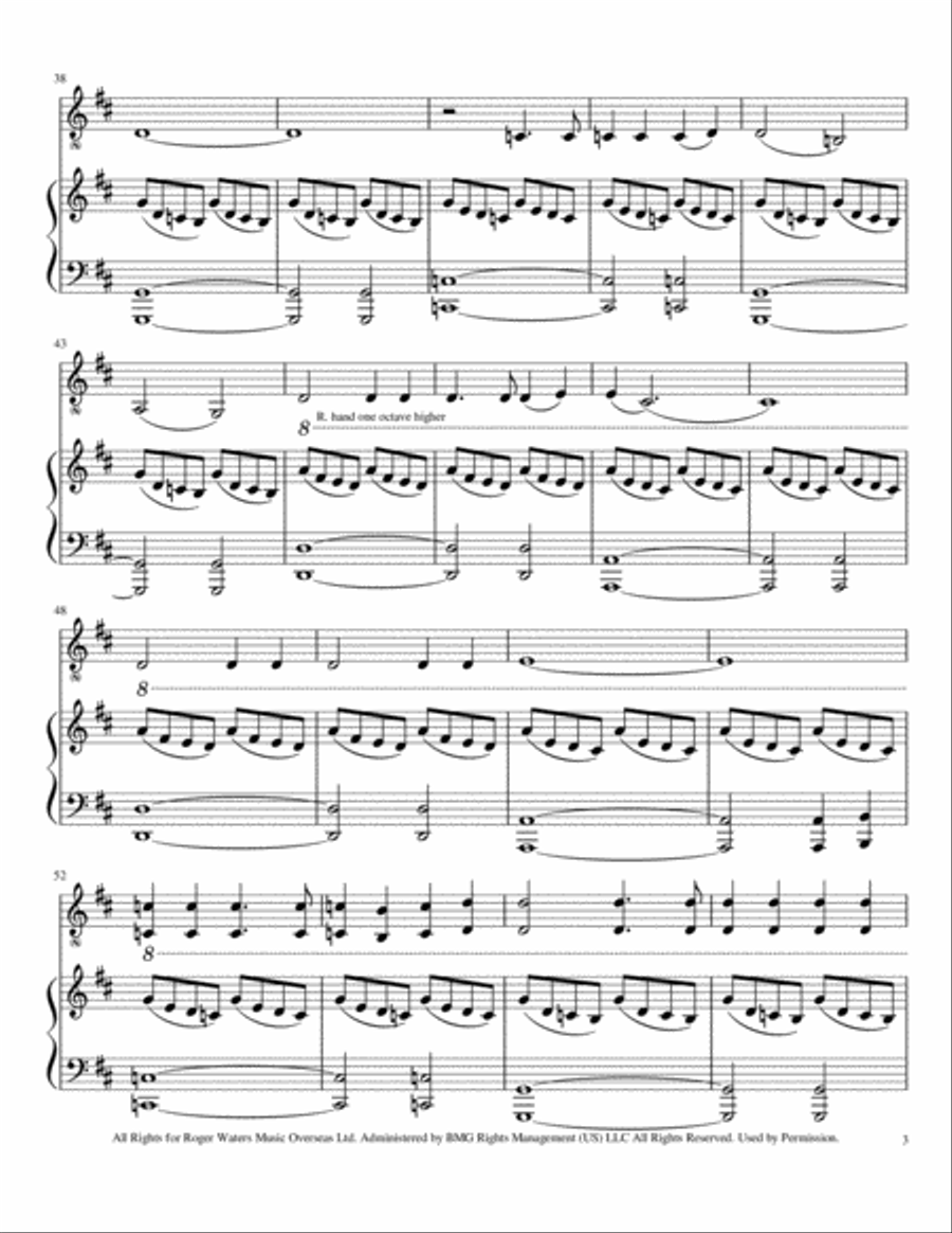 Comfortably Numb 2 Pianos, 4-Hands scores gallery preview page 4