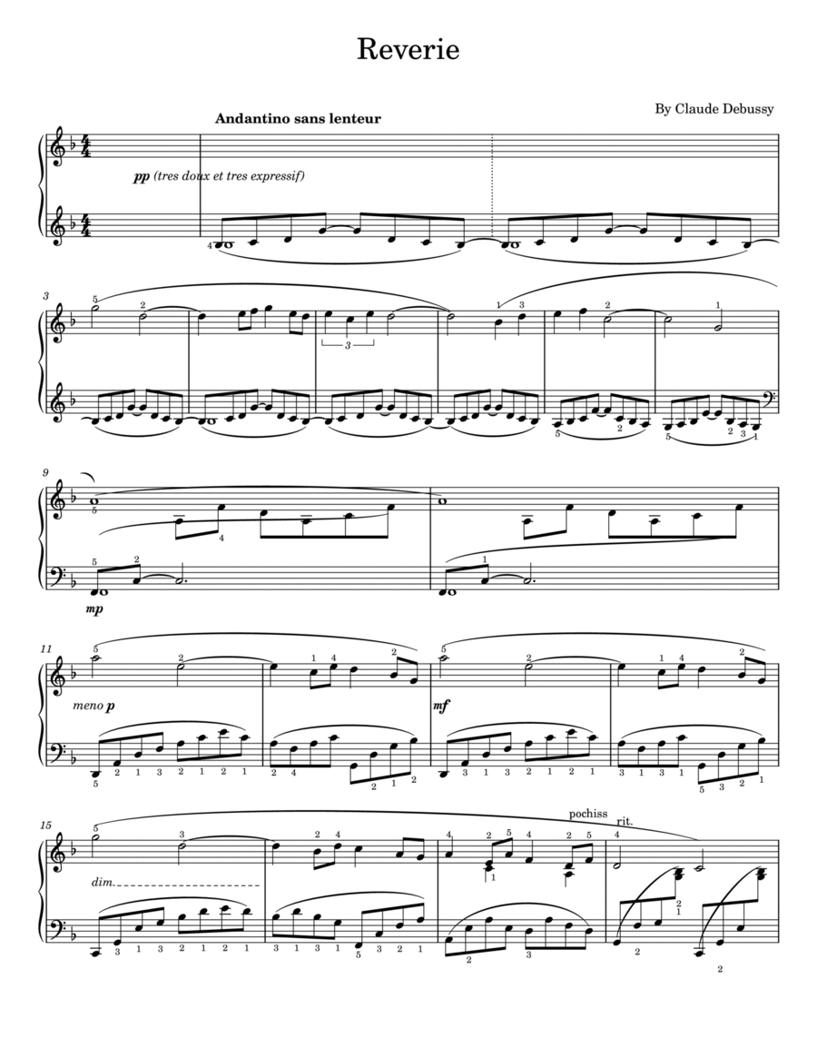 Reverie,Claude Debussy,For Piano Solo image number null