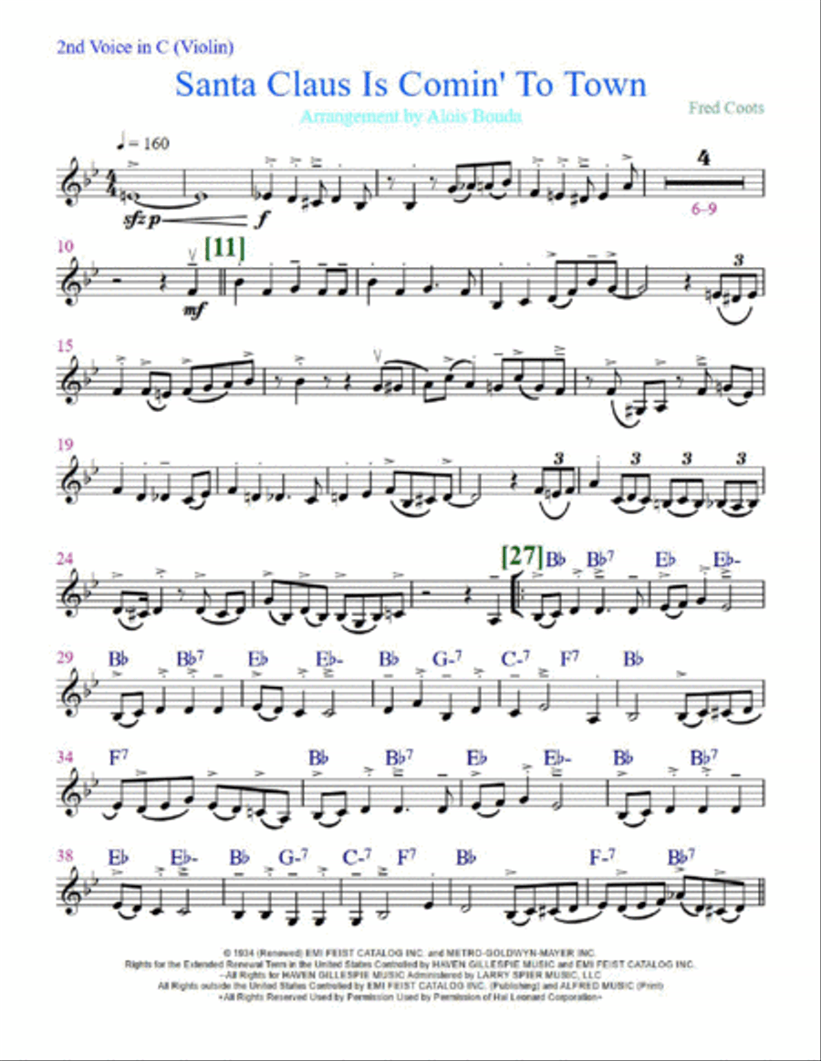 Santa Claus Is Comin' To Town Santa Claus Is Comin' To Town Small Ensemble scores gallery preview page 3