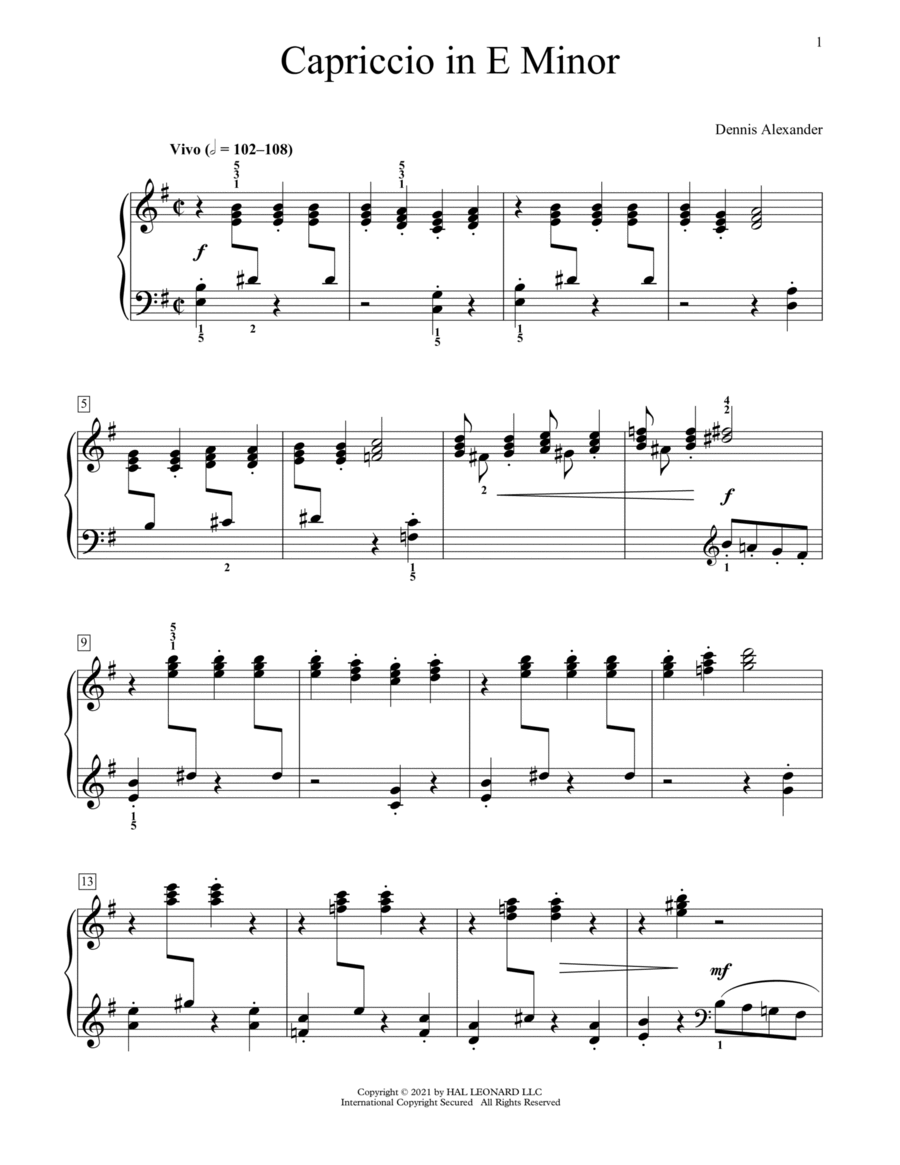 Capriccio In E Minor Piano Method scores gallery preview page 1