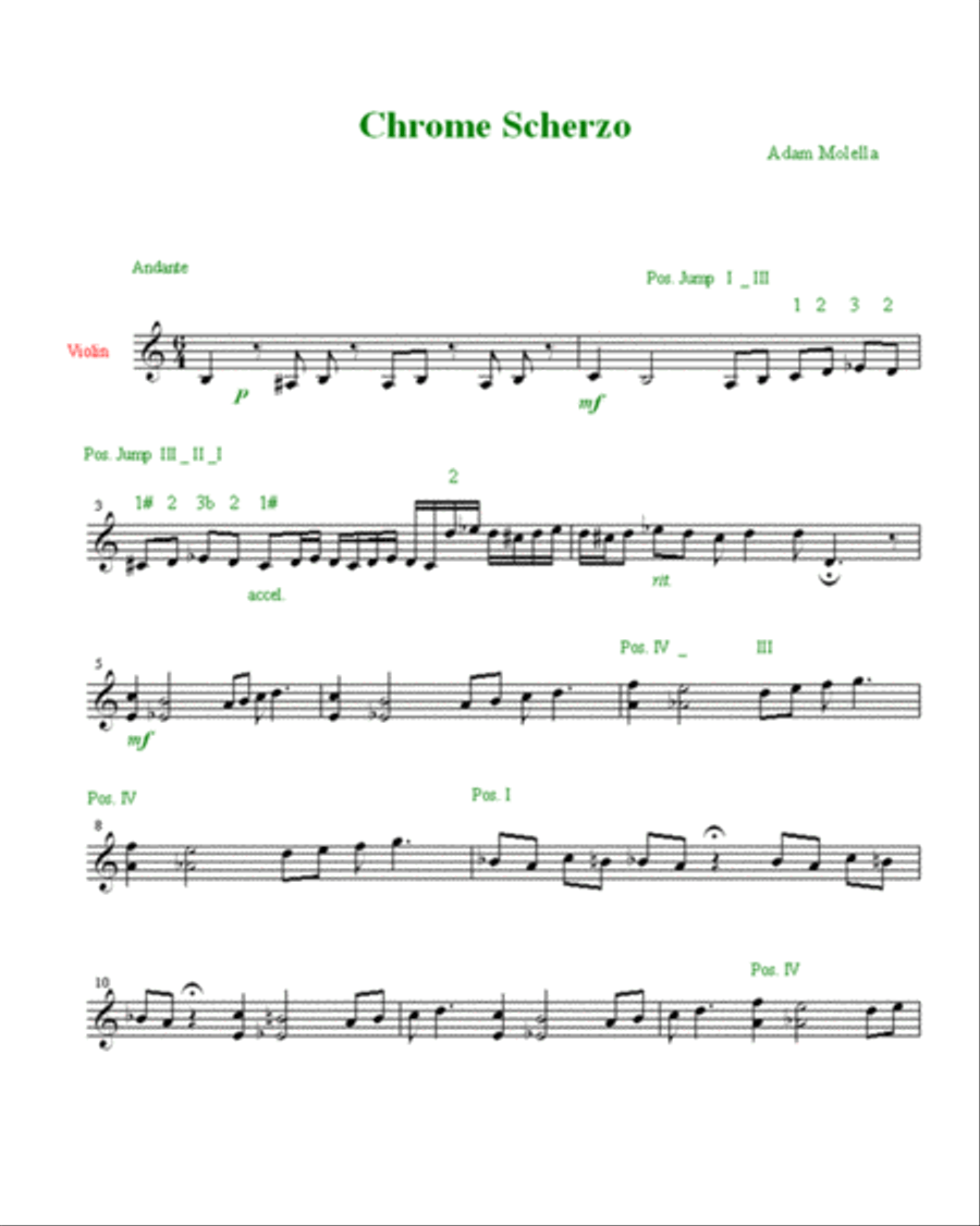 Chrome Scherzo ( Chromatic Fantasy ) for Violin solo with MiDi mp3 Violin Solo scores gallery preview page 1