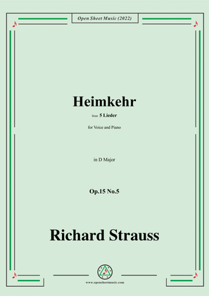 Book cover for Richard Strauss-Heimkehr,in D Major