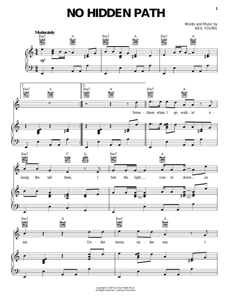No Hidden Path Piano, Vocal, Guitar scores gallery preview page 1