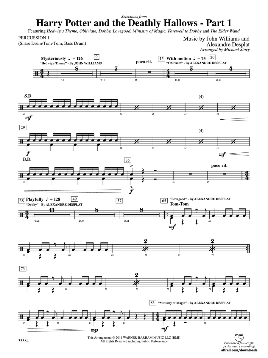 Harry Potter and the Deathly Hallows, Part 1, Selections from: 1st Percussion