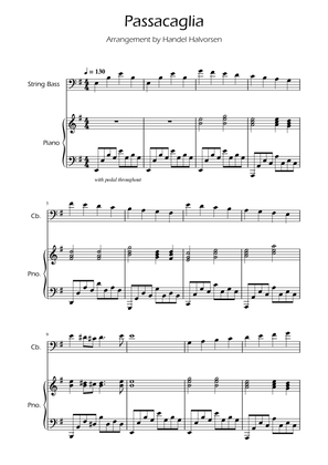 Passacaglia - Handel/Halvorsen - Easy String Bass Solo w/ Piano