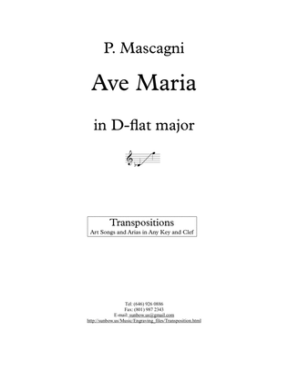 Book cover for Mascagni: Ave Maria (transposed to D flat major)