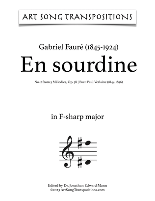 FAURÉ: En Sourdine, Op. 58 no. 2 (transposed to F-sharp major, F major, and E major)