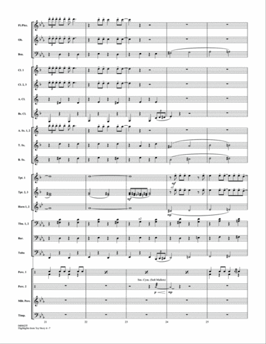 Highlights from Toy Story 4 (arr. Johnnie Vinson) - Conductor Score (Full Score) Concert Band scores gallery preview page 6