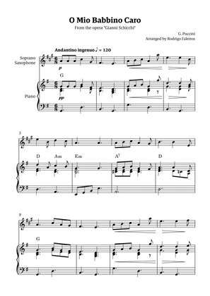 O Mio Babbino Caro - for soprano sax solo (with piano accompaniment and chords)