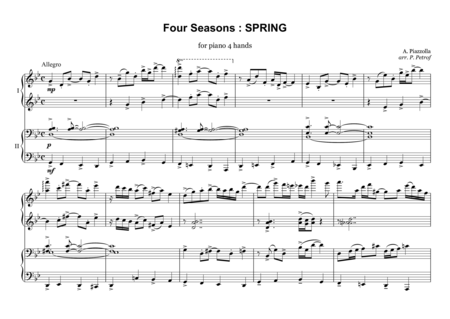 Astor Piazzolla - Four Seasons : SPRING - for piano 4 hands image number null