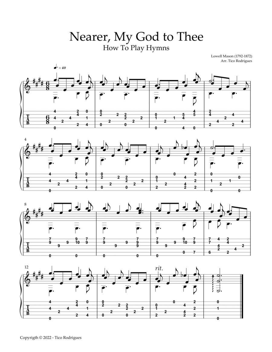 Nearer, My God to Thee Acoustic Guitar scores gallery preview page 1