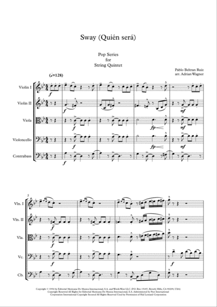 Sway (Quien Sera) String Quintet scores gallery preview page 3