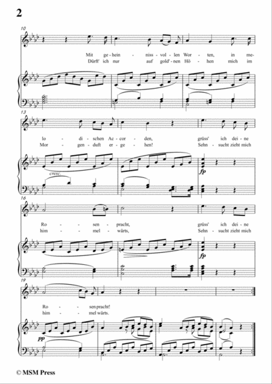 Schubert-Sängers Morgenlied(The Minstrel's Morning Song),D.165,in A flat Major,for Voice&Piano Voice scores gallery preview page 4