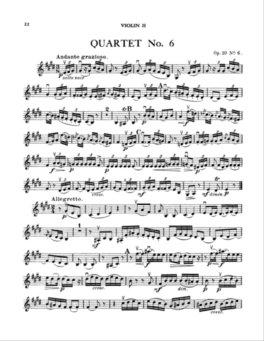 Boccherini: Nine Selected String Quartets String Quartet scores gallery preview page 1