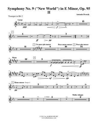 Dvorak Symphony No. 9, New World, Movement II - Trumpet in Bb 2 (Transposed Part), Op.95