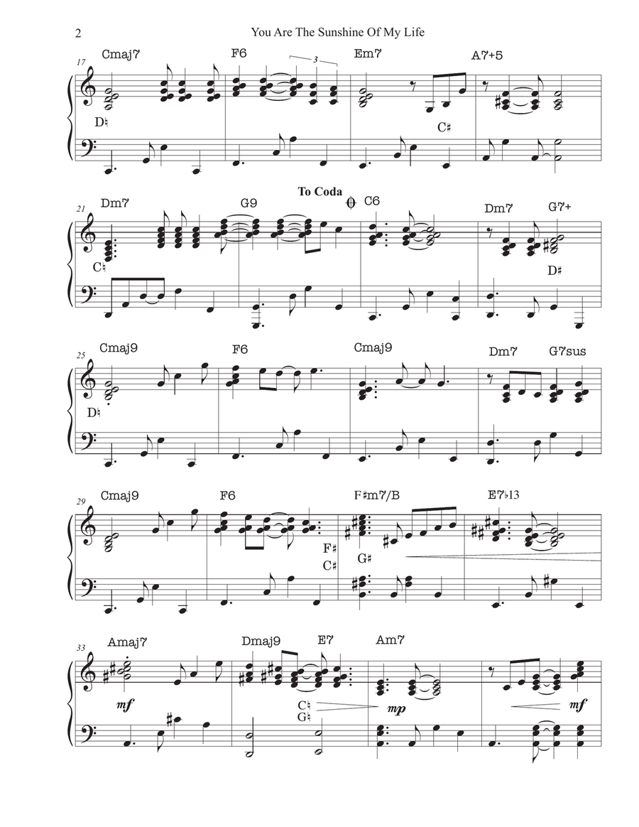 You Are The Sunshine Of My Life Harp scores gallery preview page 2