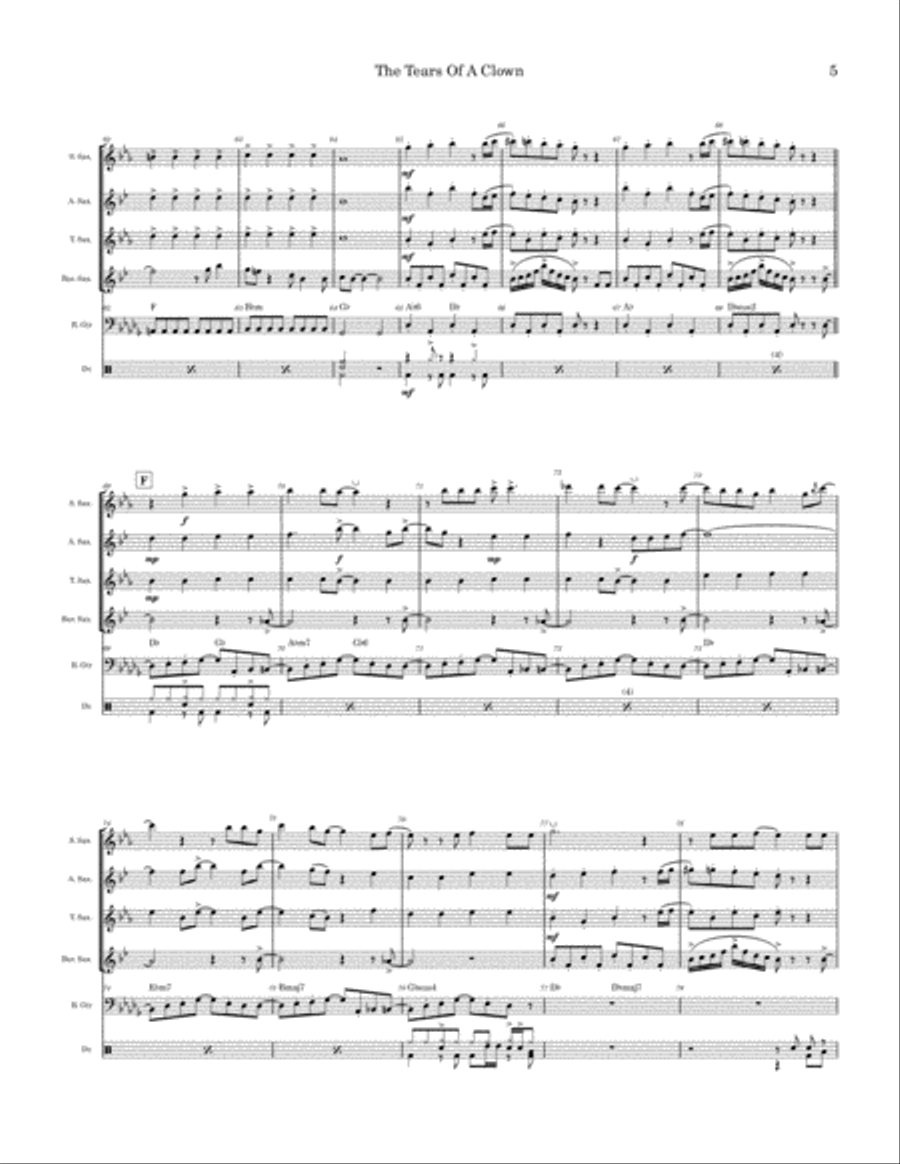 The Tears Of A Clown Saxophone Quartet scores gallery preview page 5