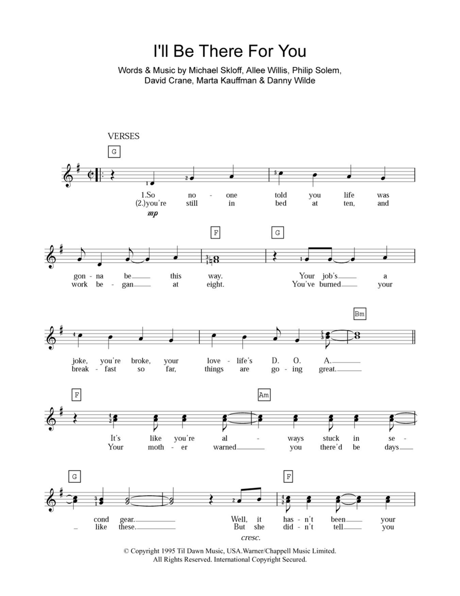 I'll Be There For You I'll Be There For You Piano scores gallery preview page 1