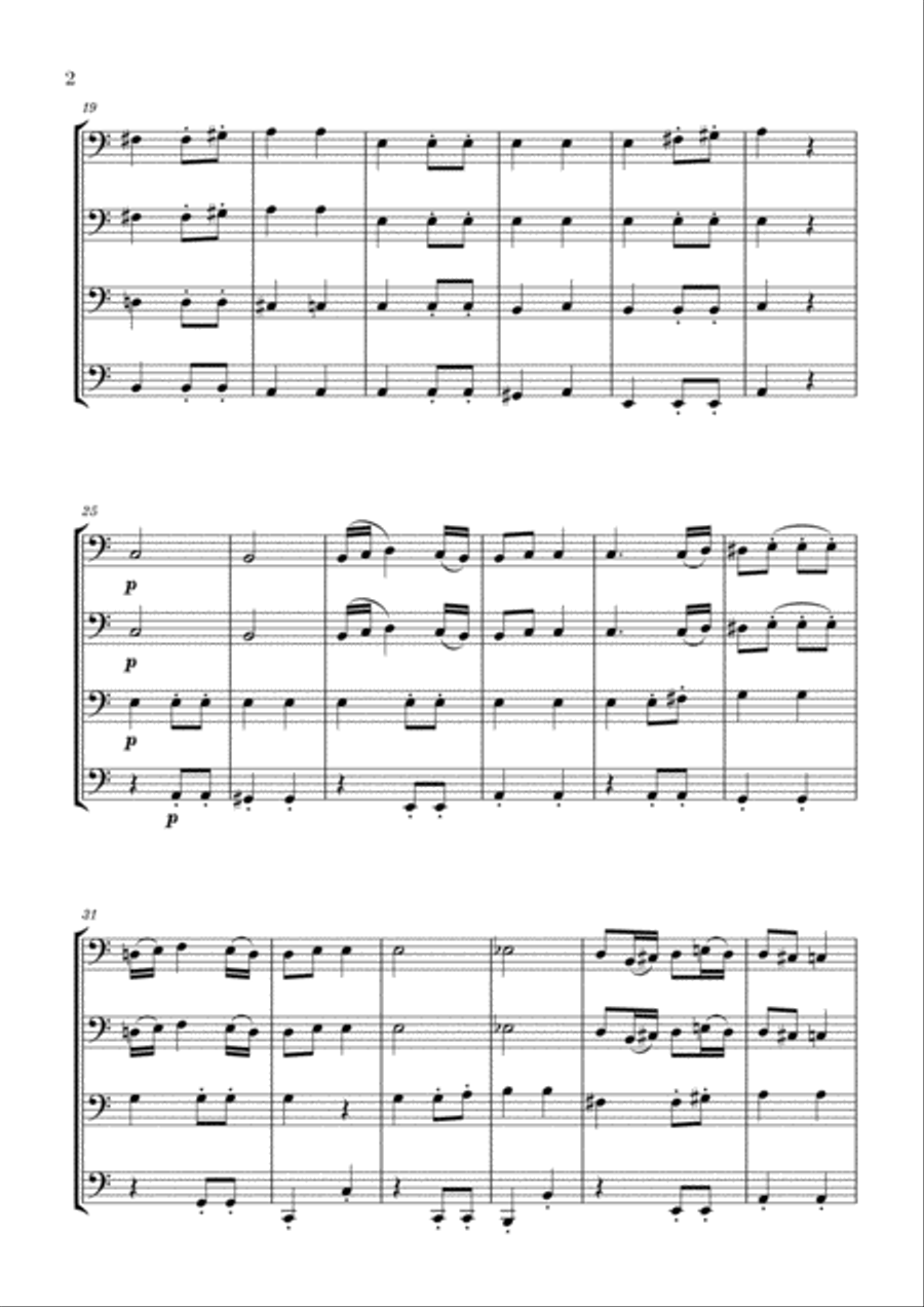 Beethoven - Allegretto (from Symphony No. 7) - for Cello quartet String Quartet scores gallery preview page 2