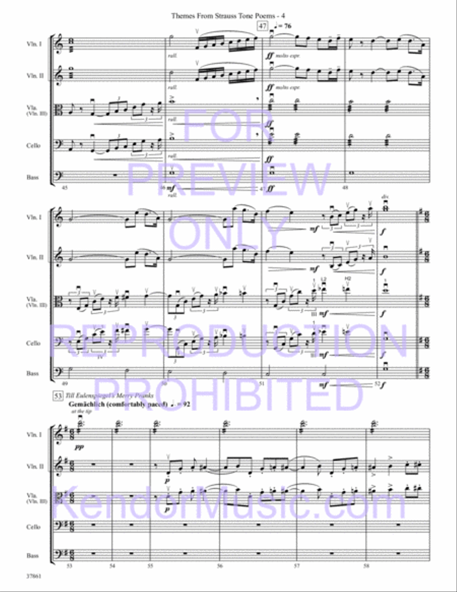 Themes From Strauss Tone Poems String Orchestra scores gallery preview page 6