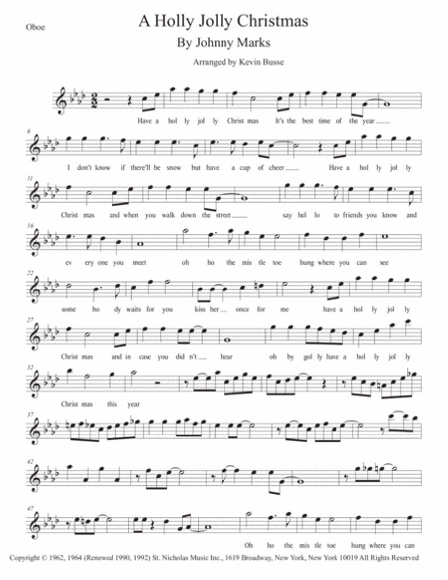 A Holly Jolly Christmas Oboe Solo scores gallery preview page 1
