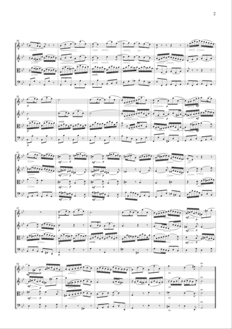 J.S.Bach Siciliana, for string quartet, CB210 String Quartet scores gallery preview page 2