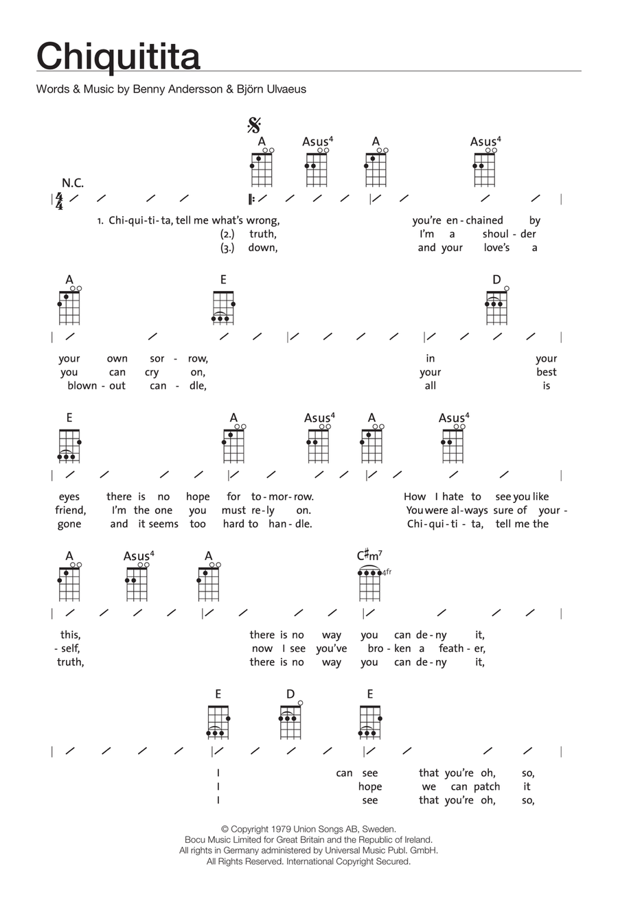 Chiquitita Chiquitita Ukulele scores gallery preview page 1