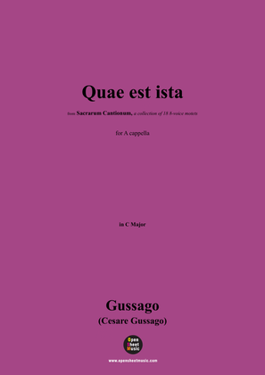 Book cover for Gussago-Quae est ista,for A cappella