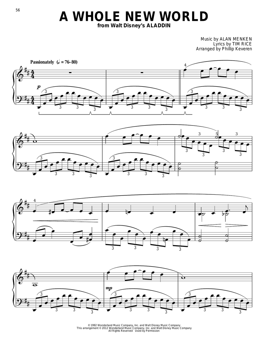 A Whole New World [Classical version] (from Aladdin) (arr. Phillip Keveren) Piano Solo scores gallery preview page 1