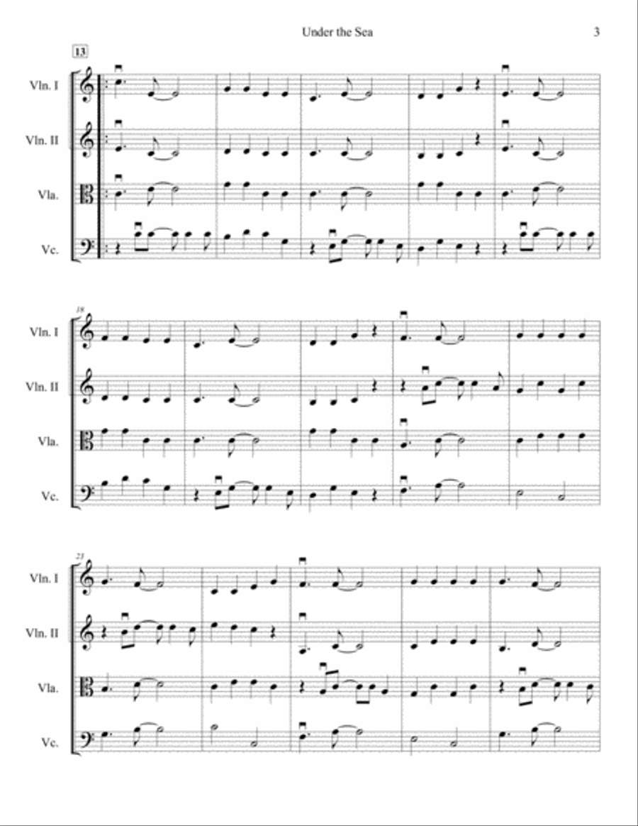 Under The Sea Under The Sea String Quartet scores gallery preview page 3