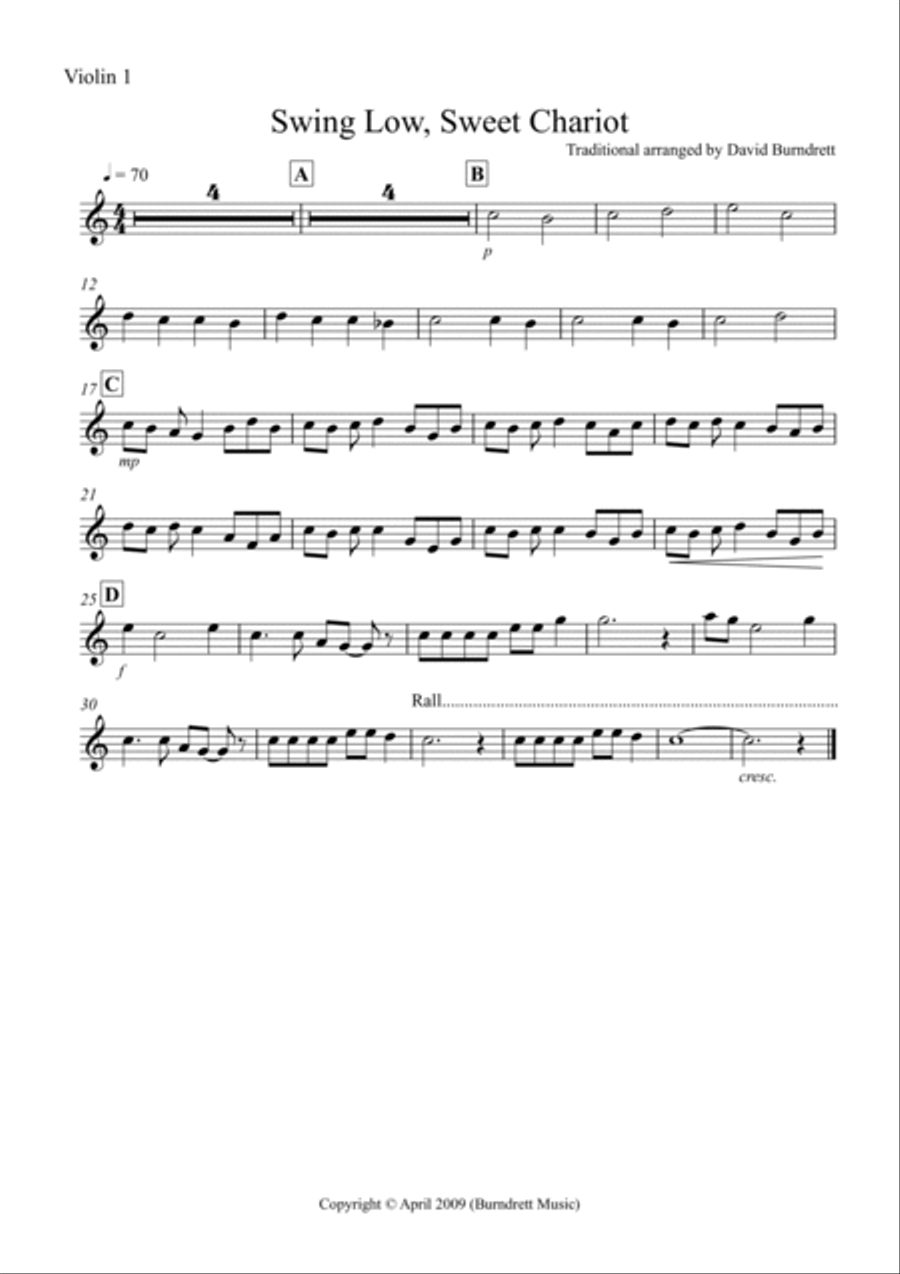 Swing Low, Sweet Chariot for String Quartet String Quartet scores gallery preview page 4