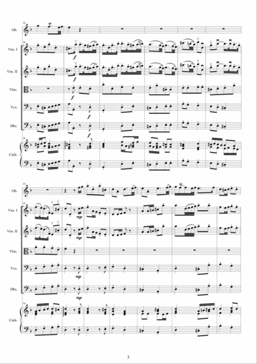 Albinoni - Oboe Concerto No.2 in D minor Op.9 for Oboe, Strings and Cembalo Chamber Orchestra scores gallery preview page 3