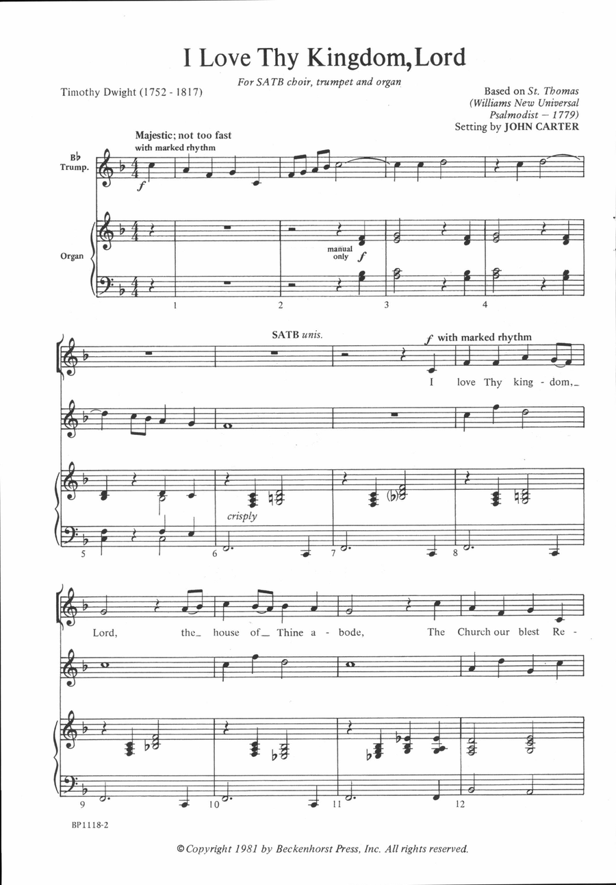 I Love Thy Kingdom, Lord I Love Thy Kingdom, Lord 4-Part scores gallery preview page 2