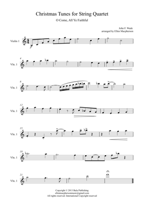 Christmas Tunes for String Quartet - O Come, All Ye Faithful - Violin 1