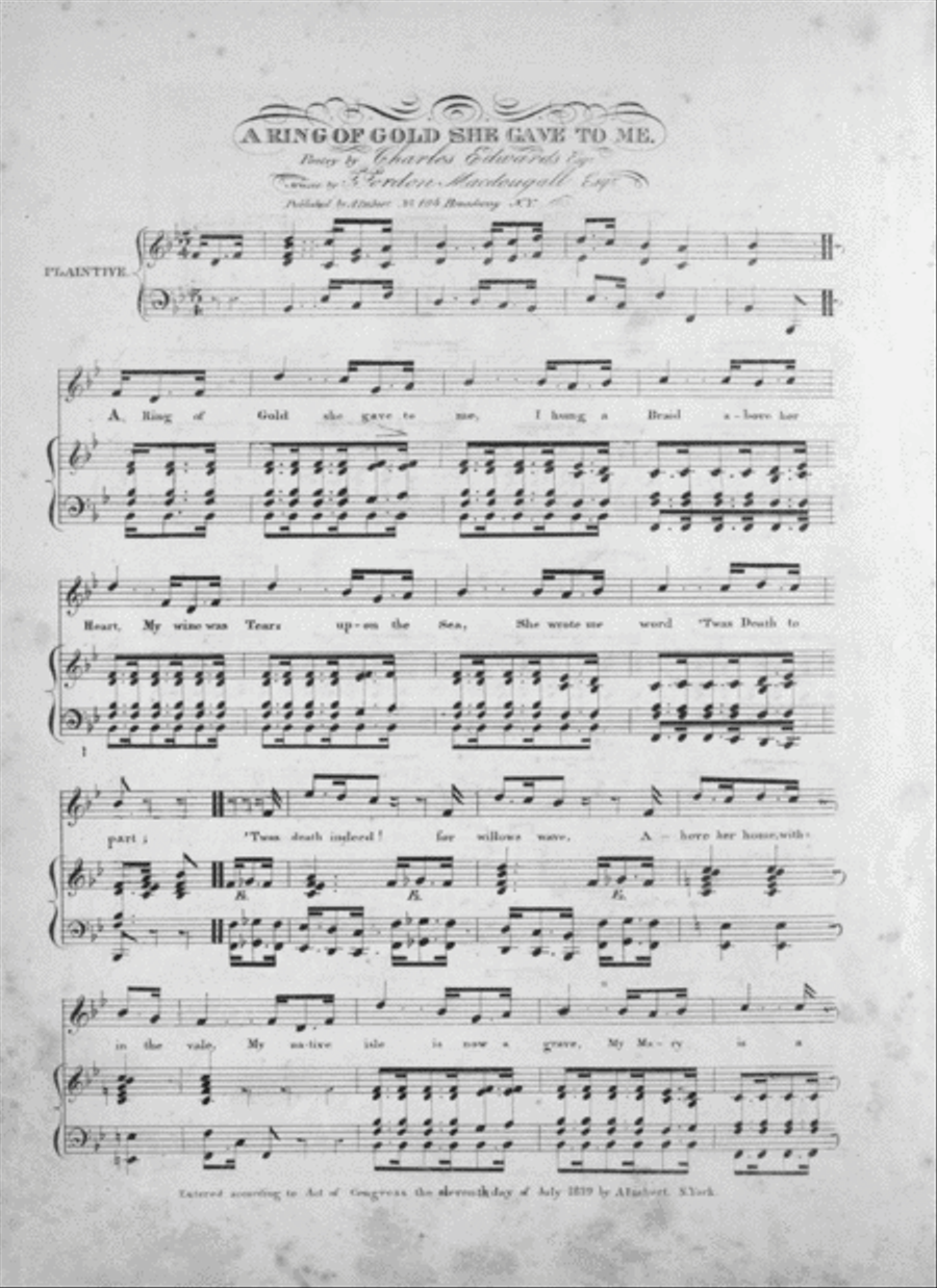 A Ring of Gold She Gave To Me. A New Song Voice scores gallery preview page 2