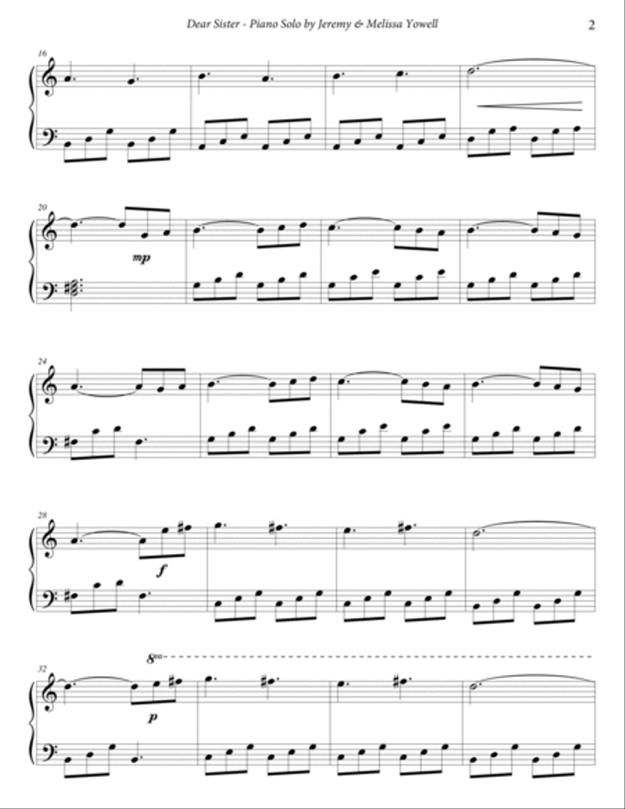 Dear Sister Piano Solo scores gallery preview page 2