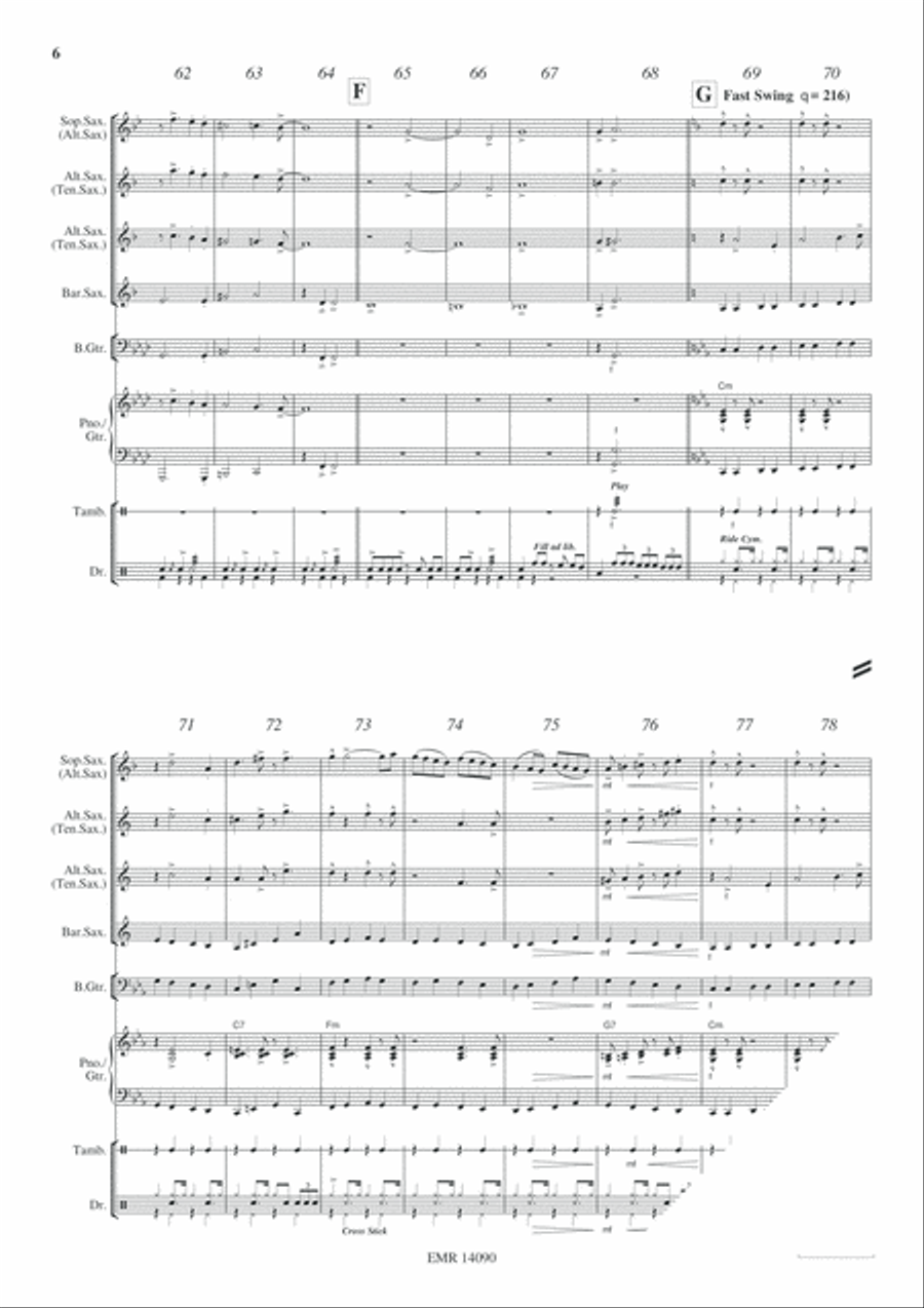 King's Blues March Saxophone Quartet scores gallery preview page 7