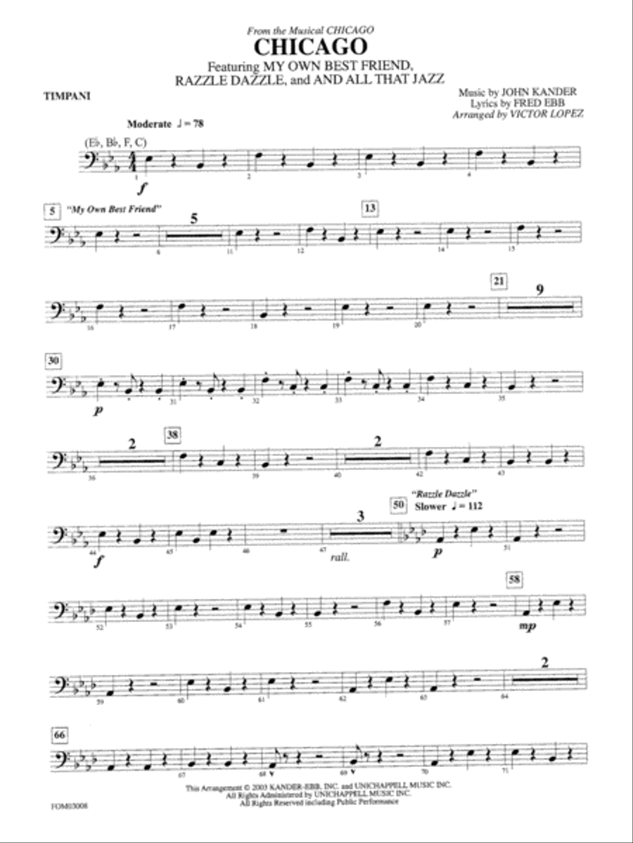 Chicago (from the musical Chicago): Timpani Full Orchestra scores gallery preview page 1