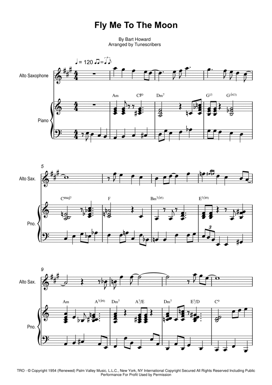Fly Me To The Moon Piano scores gallery preview page 1