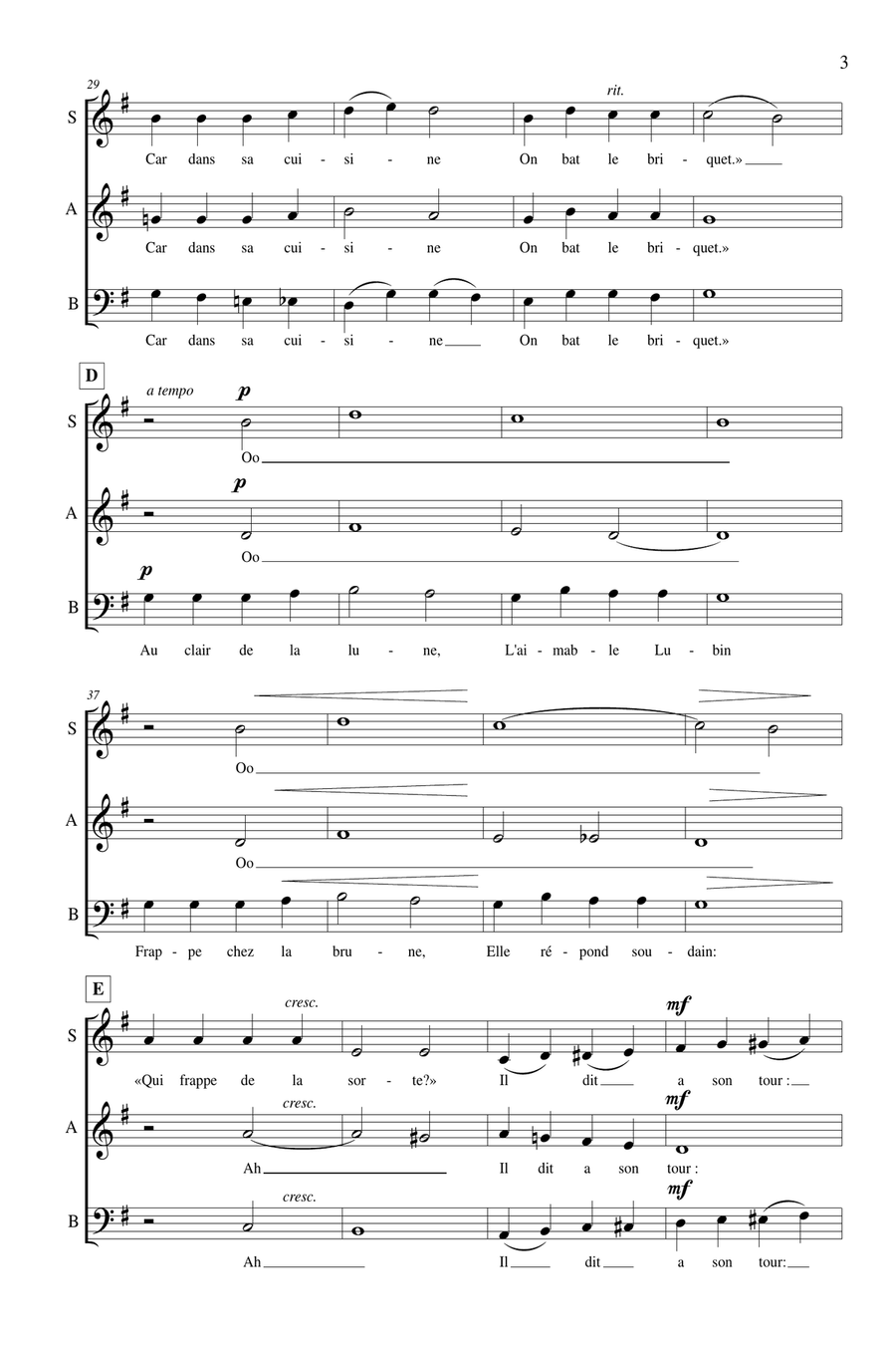 Au Clair De La Lune Au Clair De La Lune 3-Part scores gallery preview page 4