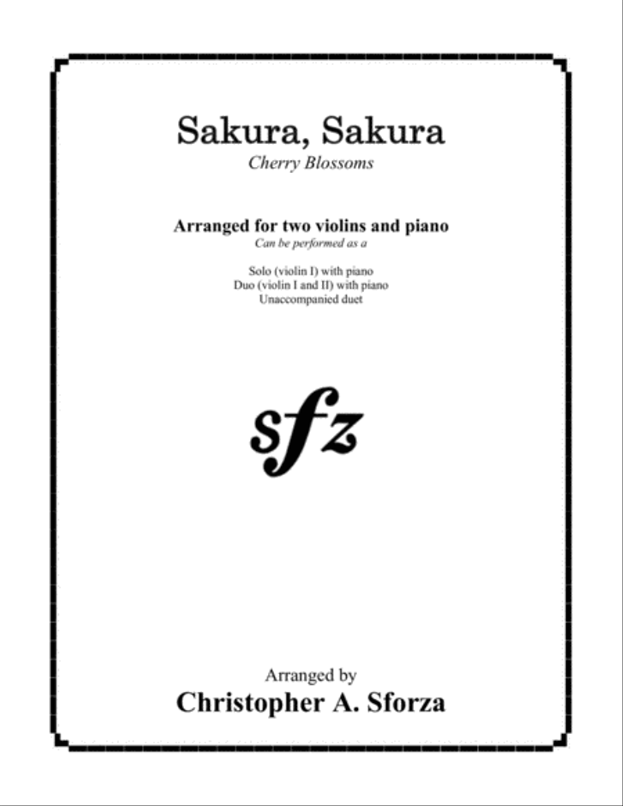 Sakura, Sakura, for two violins and piano String Duet scores gallery preview page 1