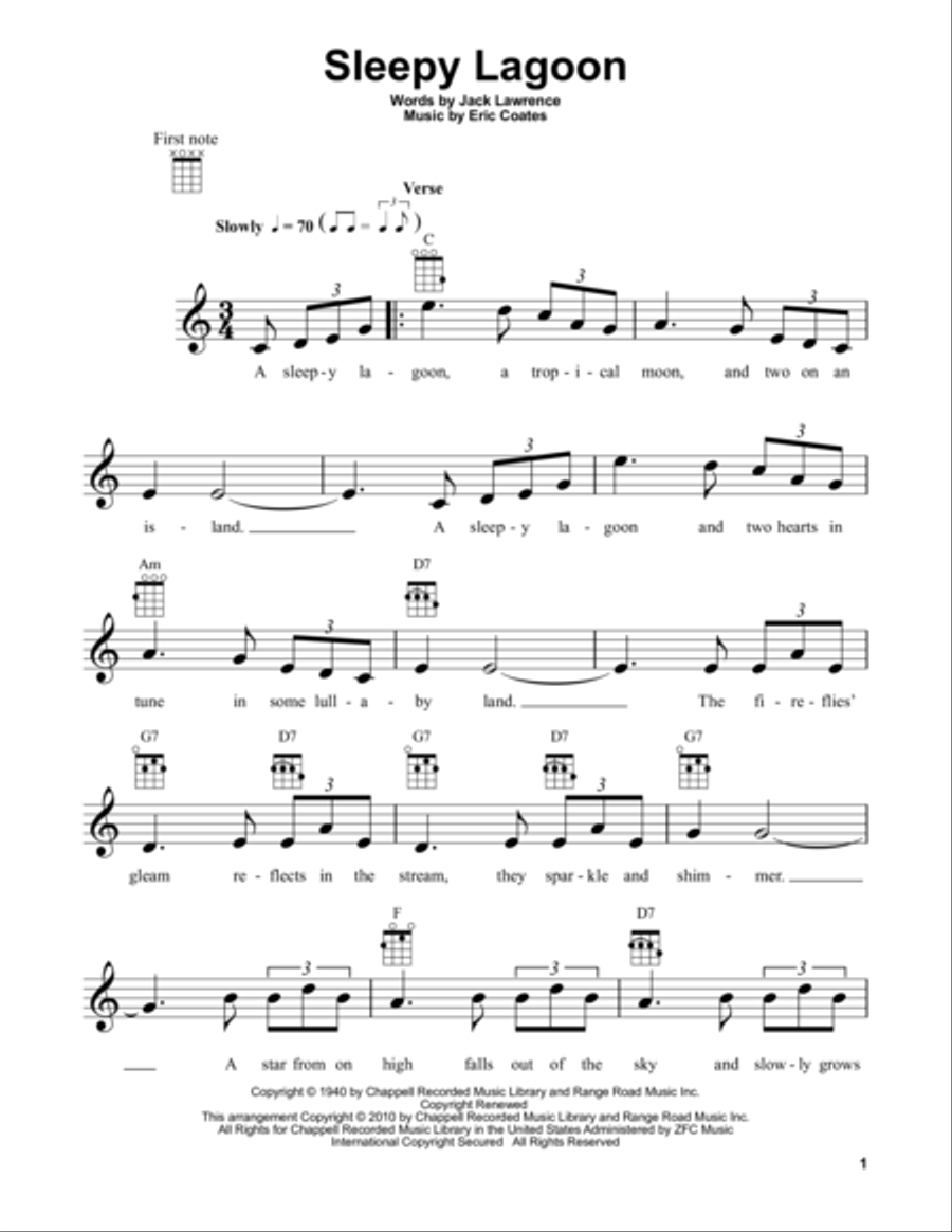 Sleepy Lagoon Ukulele scores gallery preview page 1