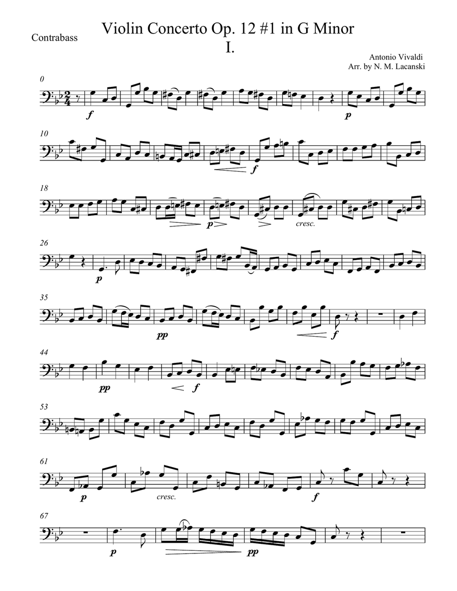 Violin Concerto Op. 12 #1 in G Minor First Movement String Orchestra scores gallery preview page 1