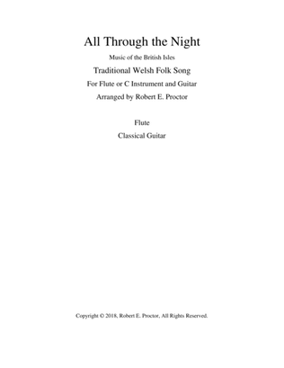 All Through the Night for Flute or C Instrument and Guitar